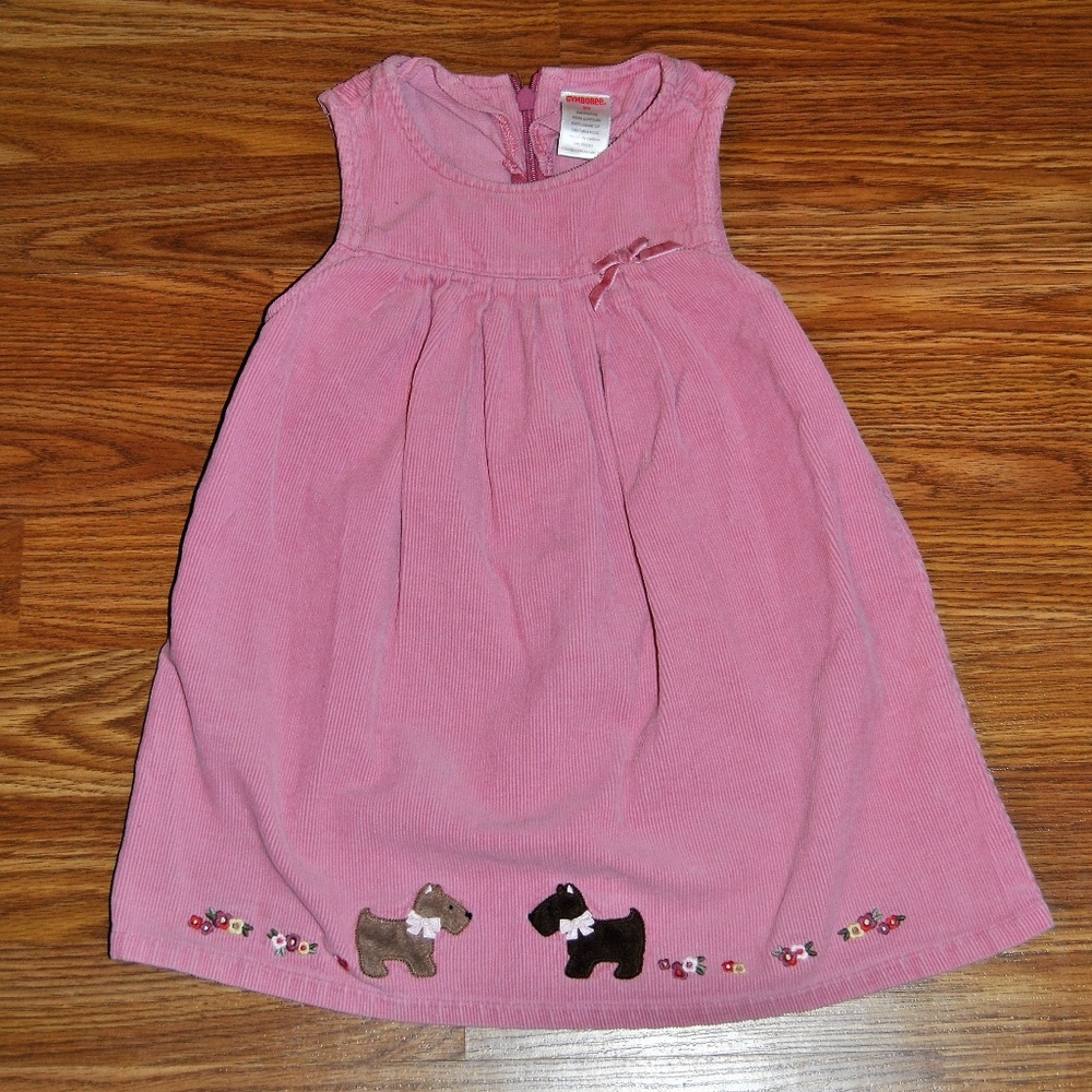 GYMBOREE CORD DRESS DOGS 2T PINK